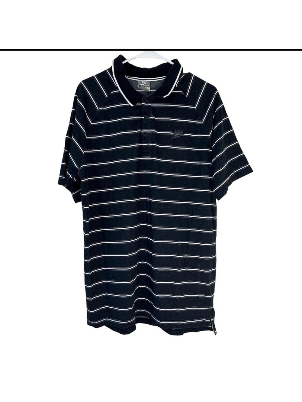 Men's Size XL Gray & Black Striped Short Sleeve Polo Shirt